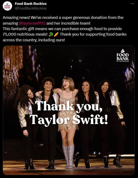 Taylor Swift Donation Helps U.K. Food Banks .